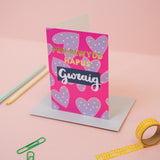 Welsh birthday card 'Pen-blwydd hapus Gwraig' for wife
