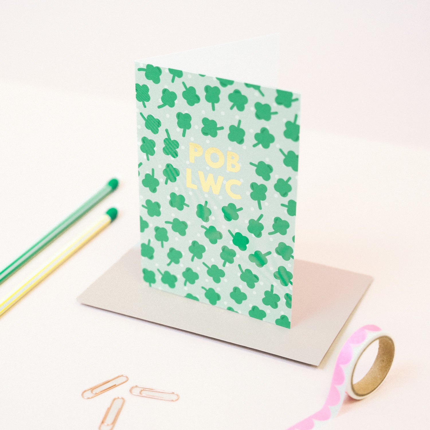 Welsh good luck card 'Pob lwc' – Draenog