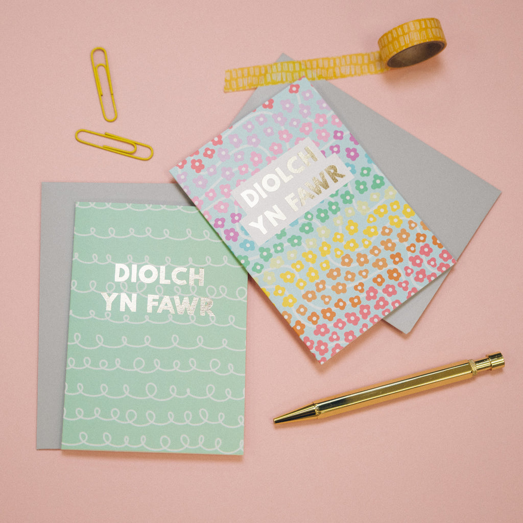 Set of Welsh thank you cards - Dyddiau Llawen Collection