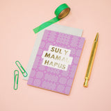 Welsh Mother's day card 'Sul y Mamau Hapus' purple