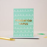 Welsh birthday card 'Penblwydd hapus' green