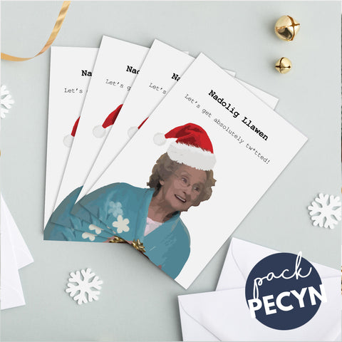 Welsh Christmas Cards - Set of 4, 8 or 12 'Nadolig Llawen' Doris - Gavin and Stacey
