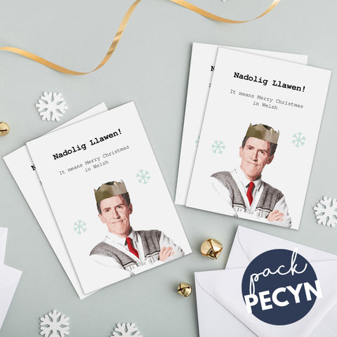 Welsh Christmas Cards - Set of 4, 8 or 12 'Nadolig Llawen' Uncle Bryn - Gavin and Stacey