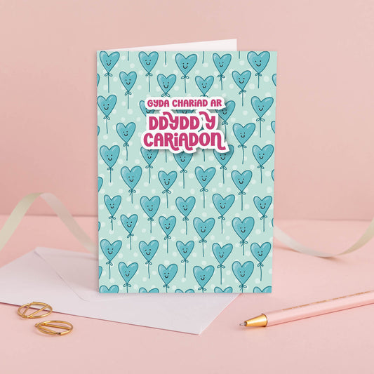Welsh Love Card 'Gyda Chariad ar Ddydd y Cariadon'