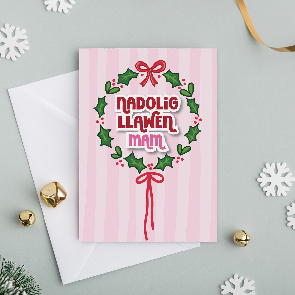 Welsh Christmas card for Mum 'Nadolig Llawen Mam' - Gwena