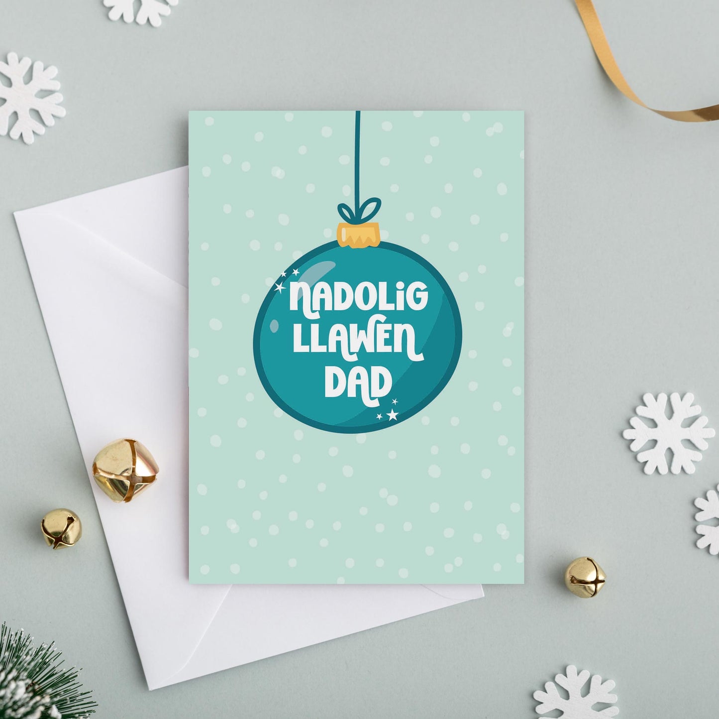 Welsh Christmas card for Dad 'Nadolig Llawen Dad' - Gwena