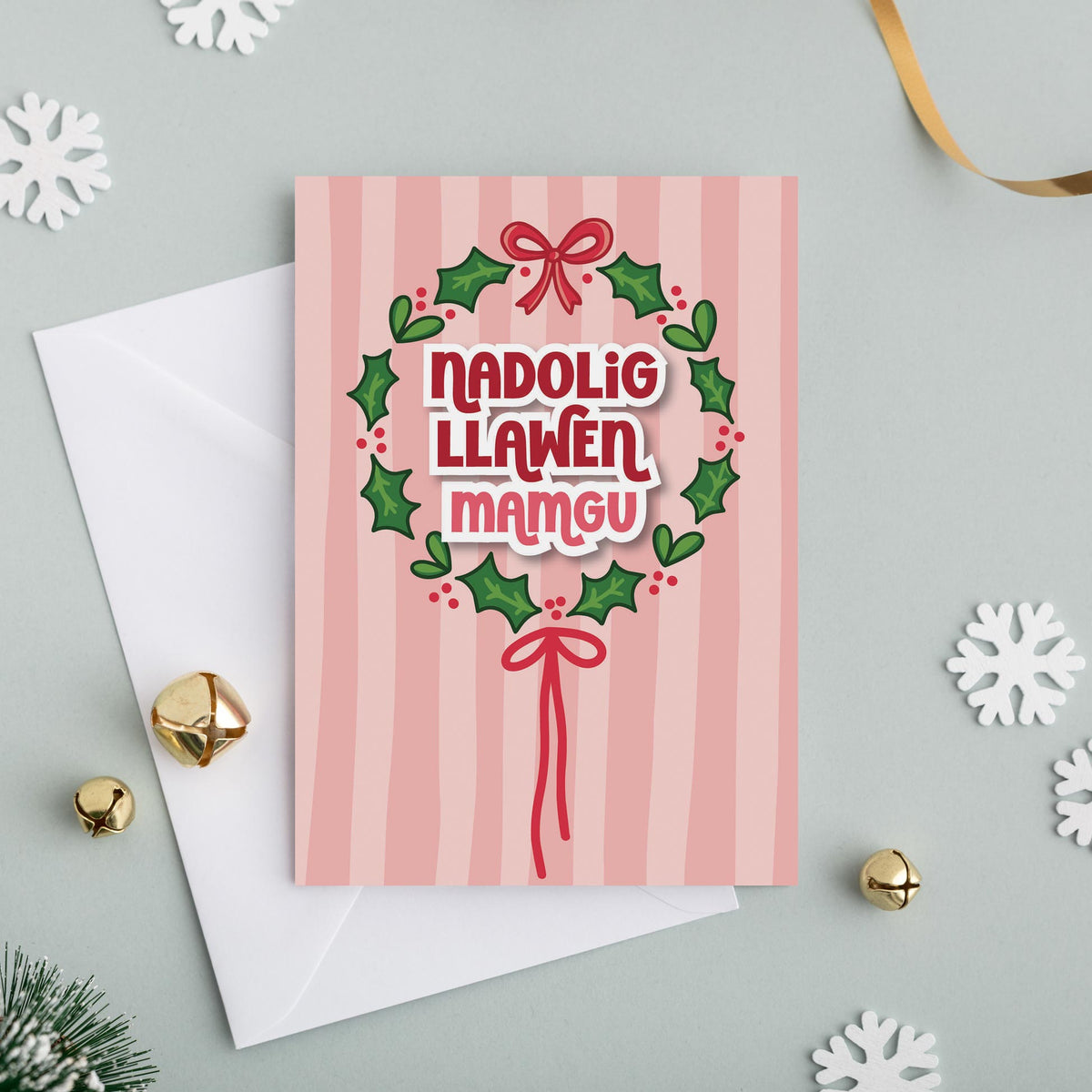 Welsh Christmas card for Gran 'Nadolig Llawen Mamgu' - Gwena