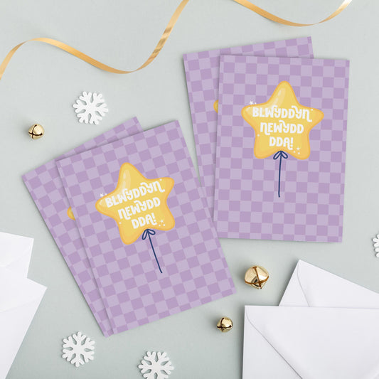 Welsh Happy New Year Set of 4 Cards 'Blwyddyn Newydd Dda' - Gwena