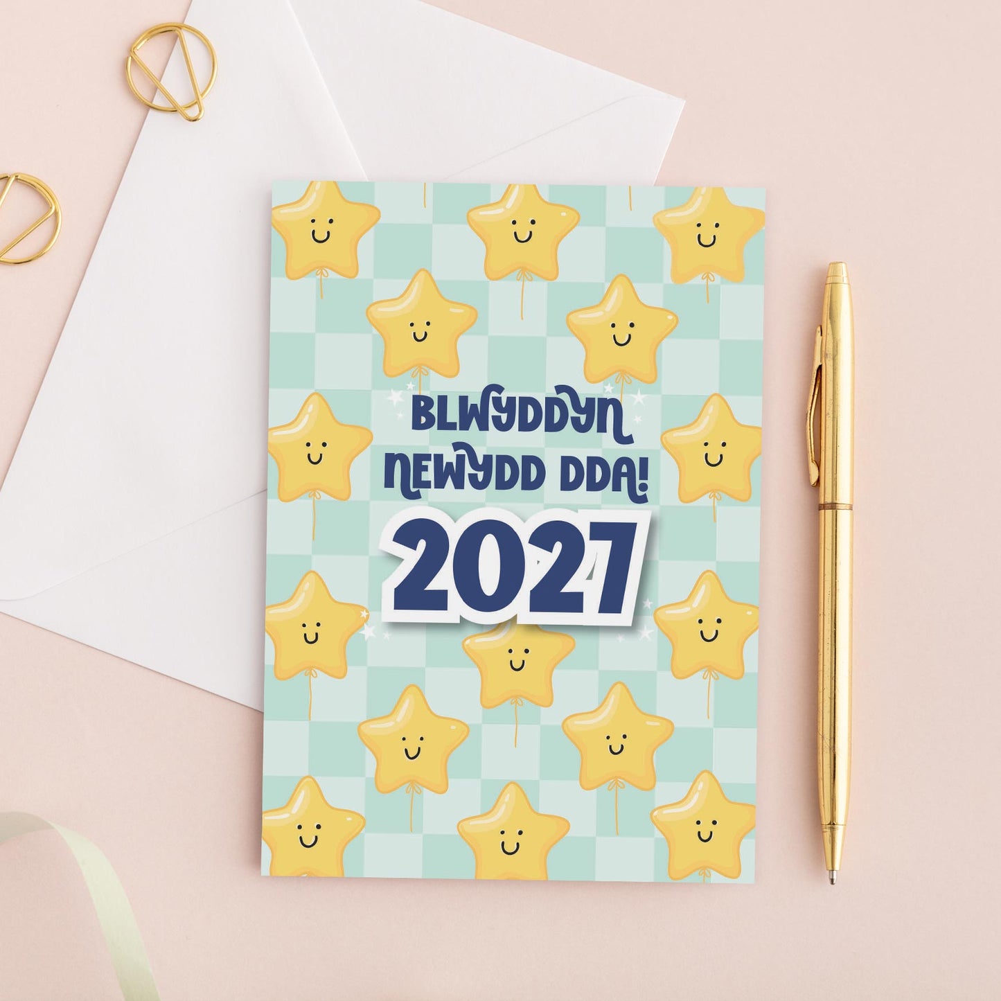 Cerdyn Cymraeg 'Blwyddyn Newydd Dda 2027' - Gwena