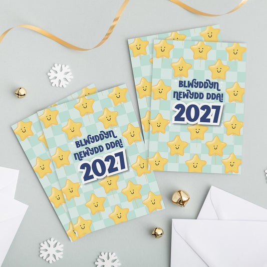 Welsh Happy New Year 2027 - Set of 4 Cards 'Blwyddyn Newydd Dda 2027'