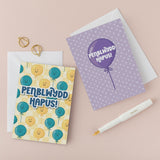Welsh Birthday Card Set of 4, 8 or 12 - Penblwydd Hapus | Gwena - Balloons