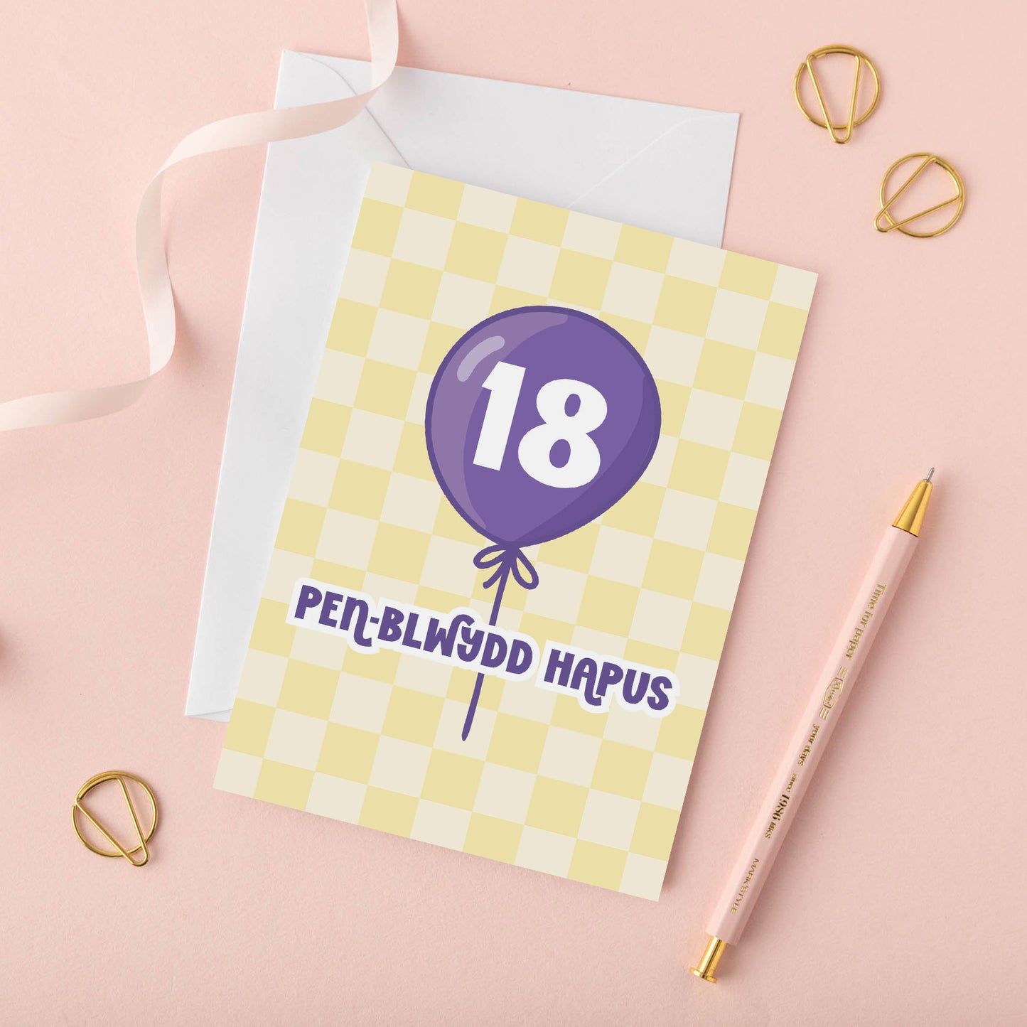 Cerdyn Pen-blwydd Hapus Cymraeg - 18 oed