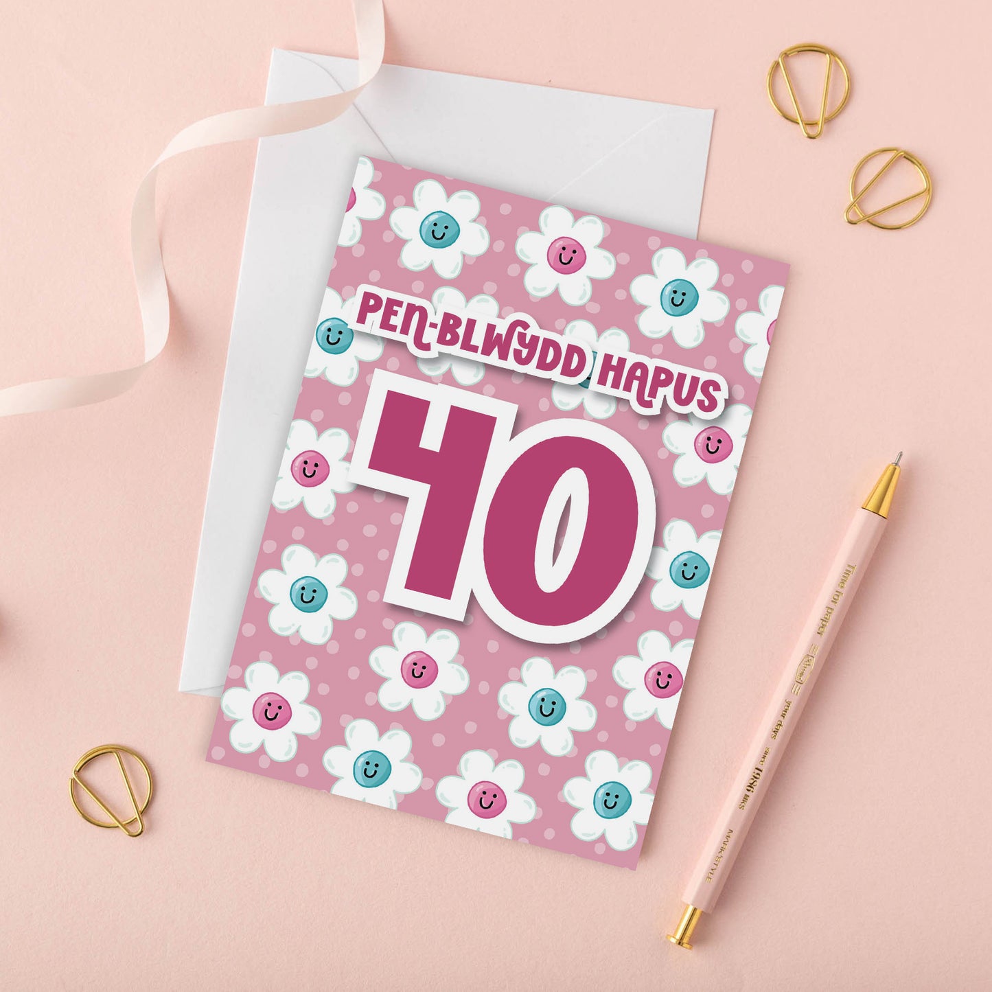 Welsh Birthday Card 'Pen-blwydd Hapus' Age 40