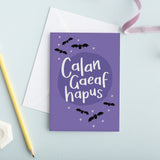 Welsh Halloween card 'Calan Gaeaf Hapus' - Bats