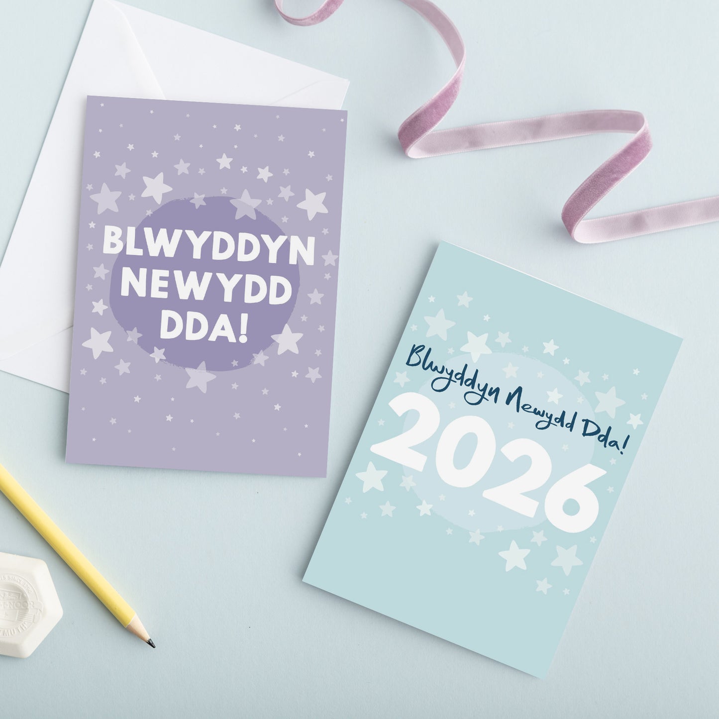 Welsh Happy New Year card 'Blwyddyn Newydd Dda' 2026