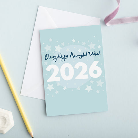 Welsh Happy New Year card 'Blwyddyn Newydd Dda' 2026