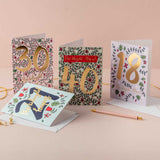 Birthday card 'Pen-blwydd hapus 40' gold foil