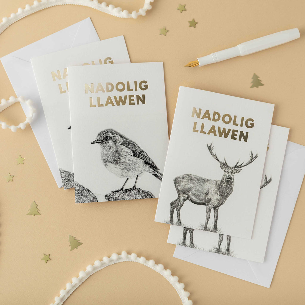 Nadolig Llawen Welsh Christmas Card Set of 4 Nadolig Llawen - Lleucu Howatson