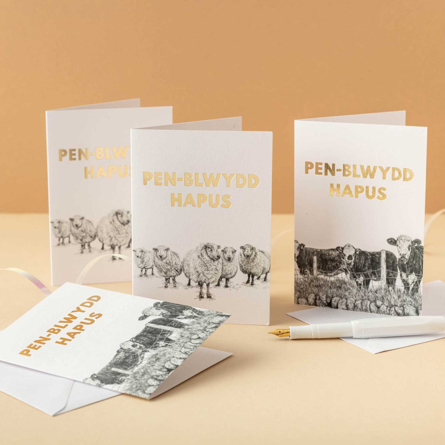Birthday card 'Pen-blwydd Hapus' Sheep - Lleucu Howatson