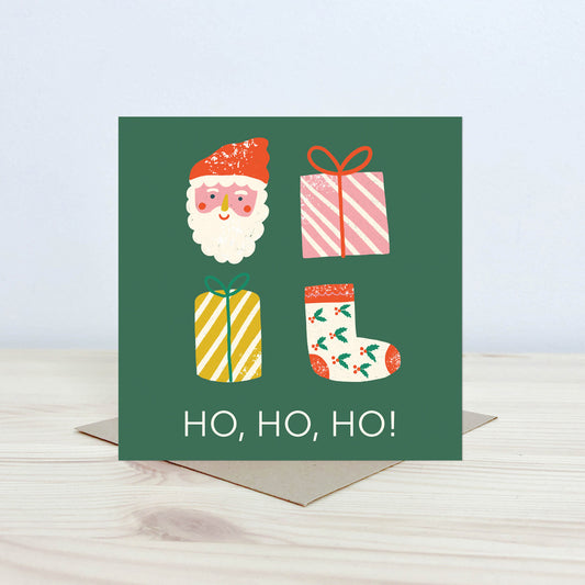 Cerdyn Nadolig 'Ho, Ho, Ho!' Nansi Nudd