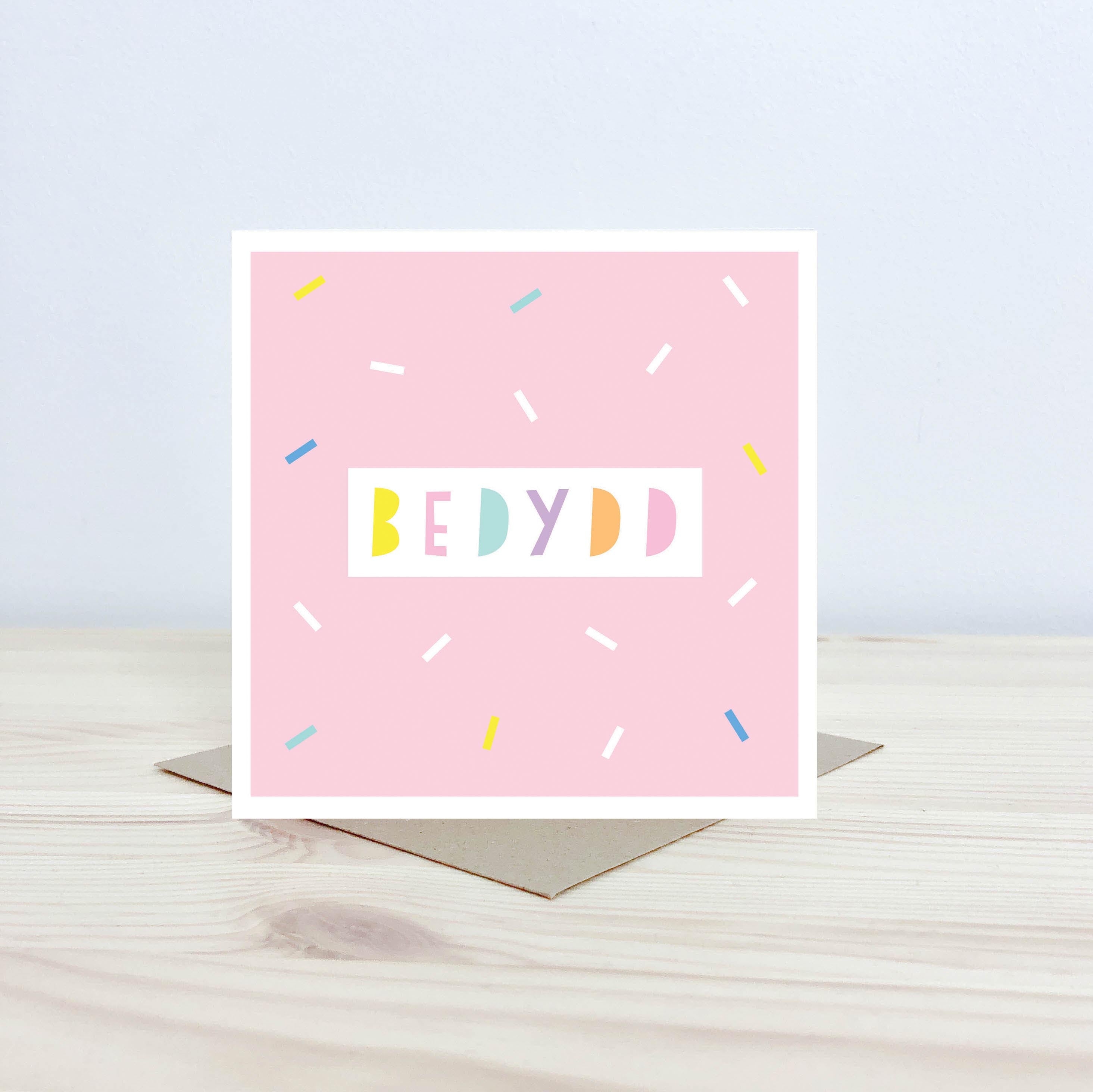 Welsh Christening card 'Bedydd' pink - Nansi Nudd – Draenog