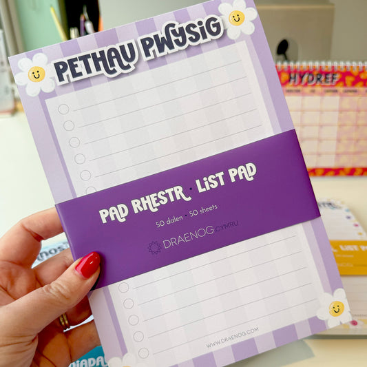 Welsh list pad 'Pethau Pwysig' A5