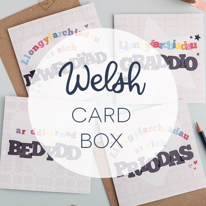 Bocs o 10, 15, 20 neu 30 cerdyn Cymraeg - Pen-blwydd, diolch a mwy