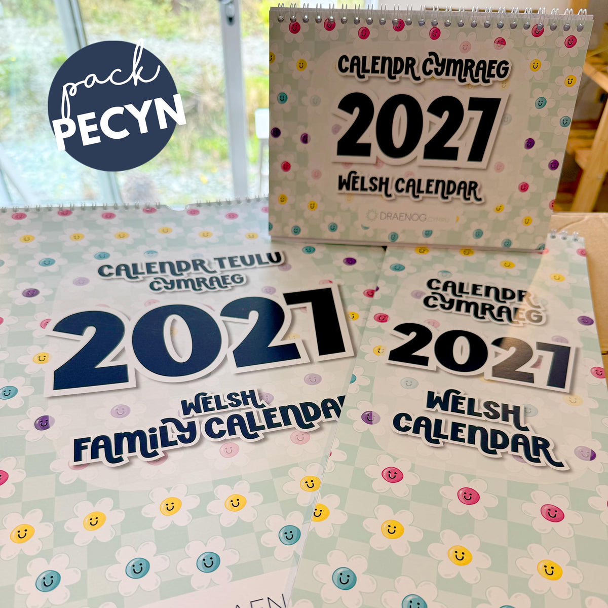 BUNDLE: 2027 Welsh Desk Calendar + Family Calendar + Slim Calendar
