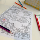 Welsh downloadable colouring page - Mamgu Arbennig