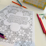 Welsh downloadable colouring page - Mamgu Arbennig