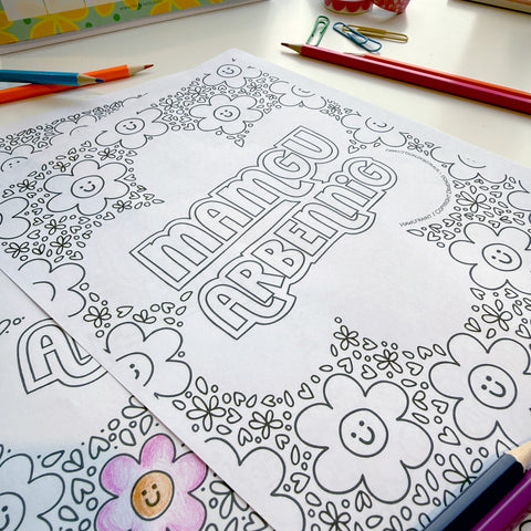 Welsh downloadable colouring page - Mamgu Arbennig