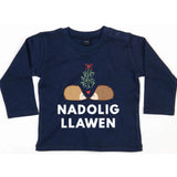 Nadolig Llawen Embroidered Welsh Christmas Jumper - Hedgehogs - Children's