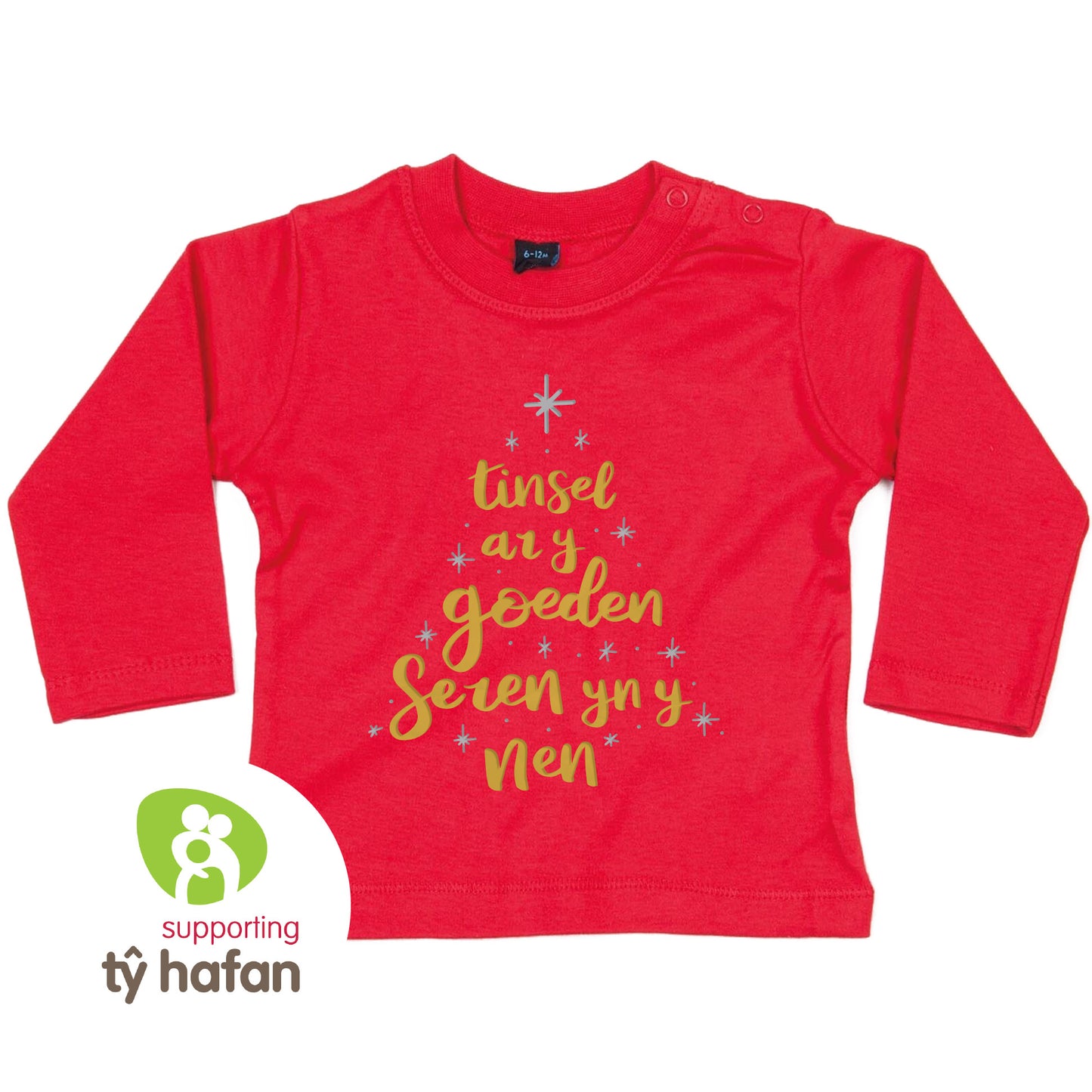 Tinsel ar y Goeden Embroidered Welsh Christmas Jumper - Tŷ Hafan - Children's