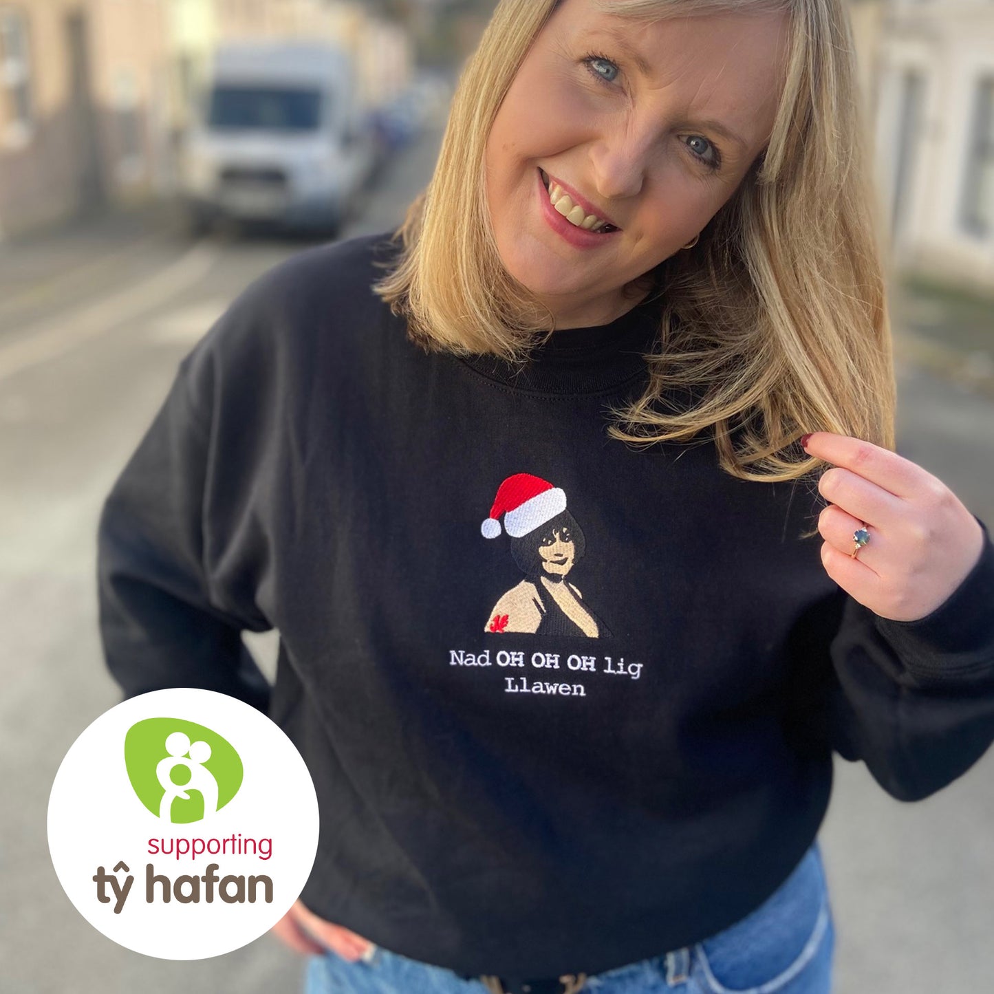 Siwmper Nadolig Cymraeg - Nad OH OH OH lig Llawen / Gavin and Stacey - Tŷ Hafan