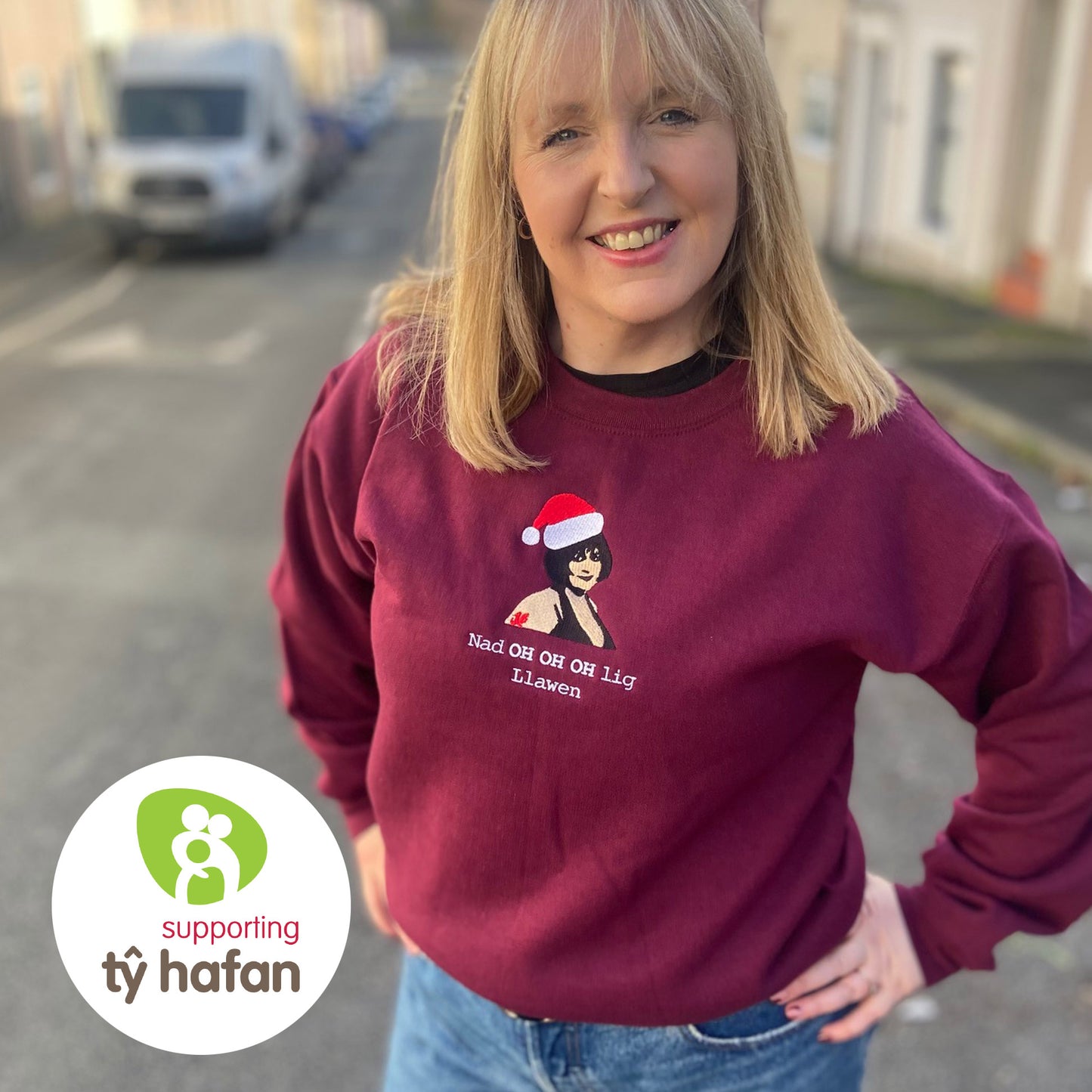 Siwmper Nadolig Cymraeg - Nad OH OH OH lig Llawen / Gavin and Stacey - Tŷ Hafan