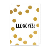 Congratulations card 'Llongyfs!' gold foil