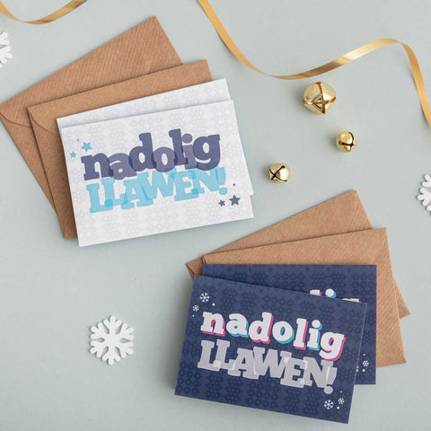 Christmas cards 'Nadolig Llawen' pack of 4 mini cards