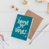 Christmas cards 'Dathlu'r Dolig! / Hwyl yr Ŵyl' pack of 4 mini cards