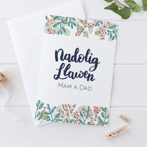 Christmas card 'Nadolig Llawen Mam a Dad'