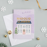 Christmas card 'Nadolig Llawen' Festive home - gold foil