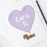 Love card 'Caru ti' - dachshund
