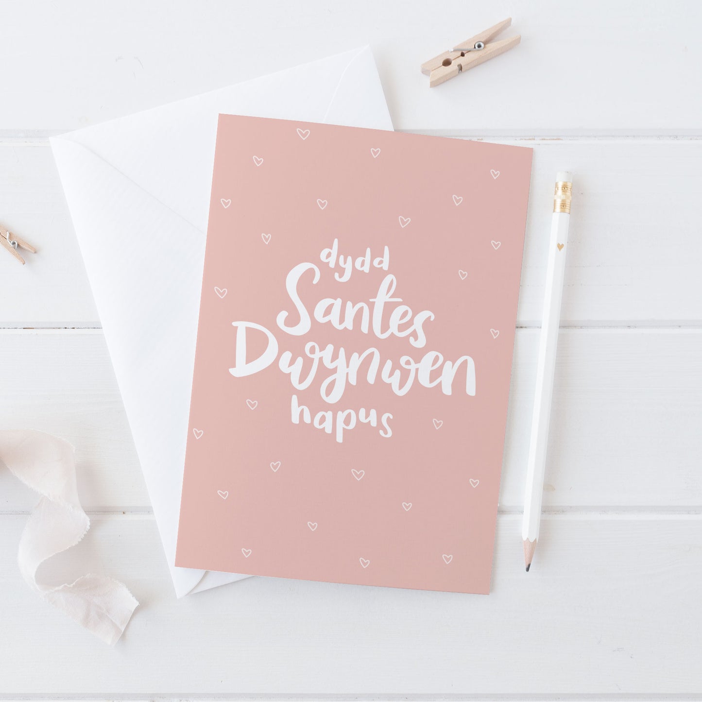 Cerdyn 'Dydd Santes Dwynwen Hapus'