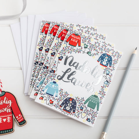 Nadolig Llawen Welsh Christmas Card set - Jumpers