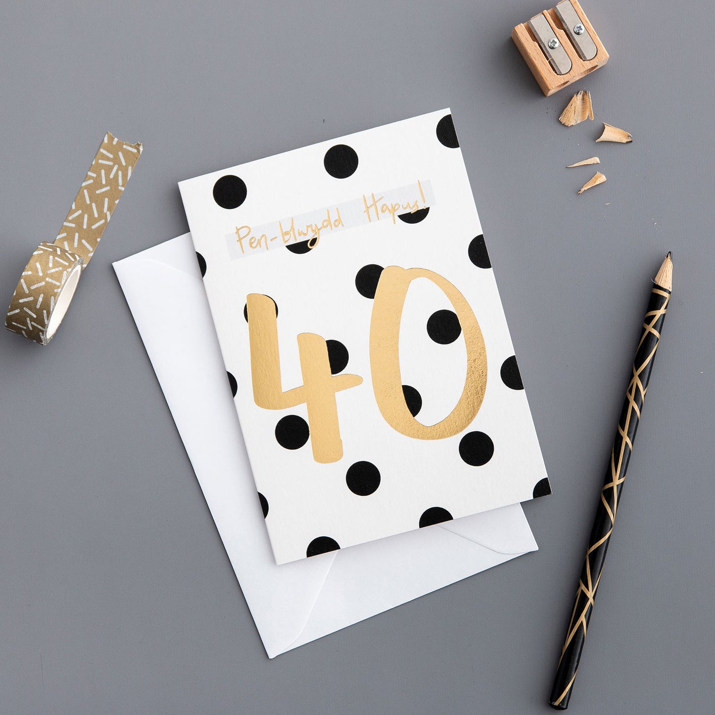 Cerdyn Cymraeg pen-blwydd hapus 40 / Welsh 40 birthday card