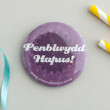 Birthday badge 'Penblwydd Hapus!' - piws / purple