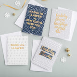 Christmas card 'Nadolig Llawen a Blwyddyn Newydd Dda' - gold foil
