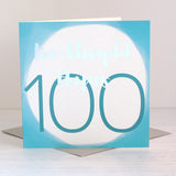 Welsh birthday card 'Pen-blwydd hapus 100' blue / Cerdyn Cymraeg glas - Draenog