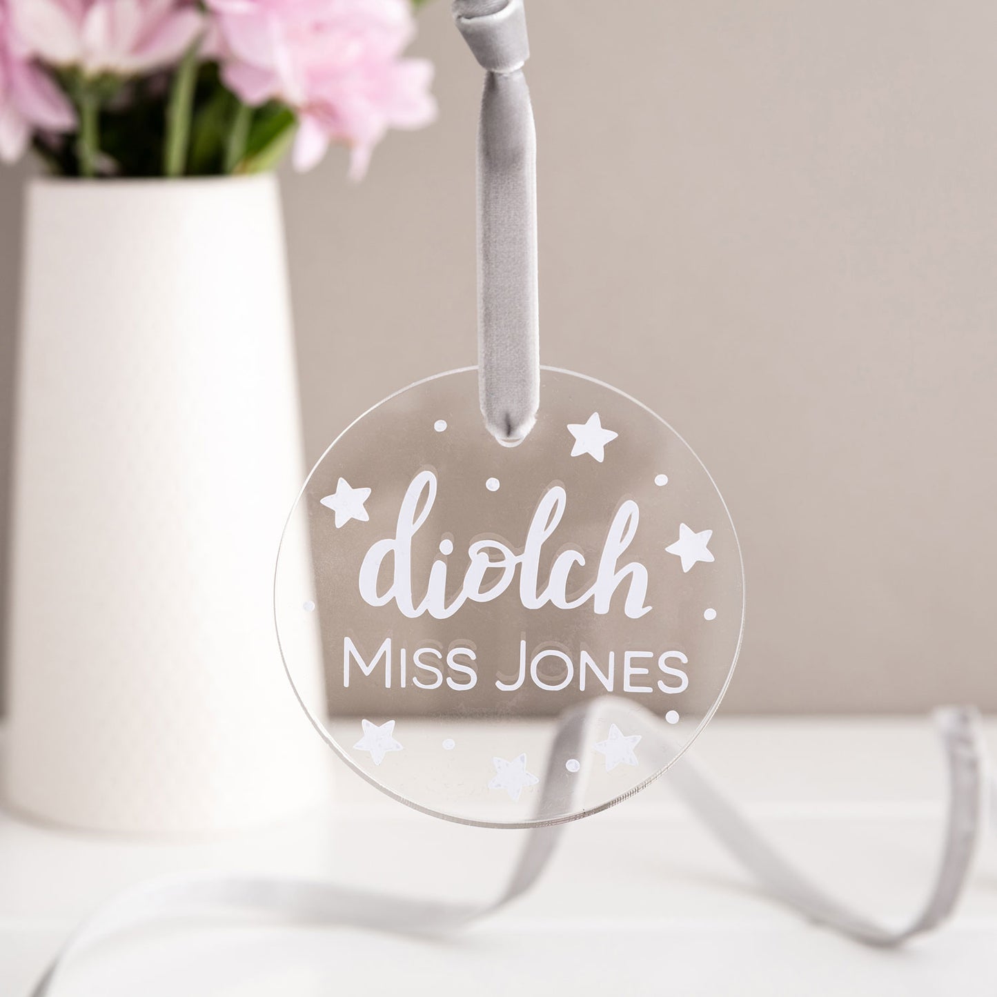Personalised Thank You Decoration 'Diolch'