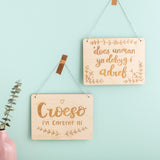 Wooden Hanging Sign - Croeso / Welcome