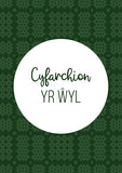 Cerdyn Nadolig 'Cyfarchion yr Ŵyl' / Welsh Christmas card - Welsh tapestry green